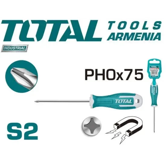 Phillips խաչաձև պտուտակահան PH0 S2 3x75մմ THT26PH0075